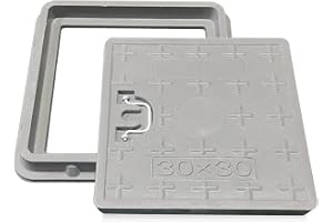 Natotela Manhole Cover and Frame FRP Recessed Square Solid Top Cover Size 10x10,Overall Frame Size 12x12, 8.7in Clear Opening