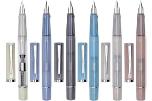 Ranvi 6pcs jinhao 58D Fountain Pen with Ink Converter, Fine Nib,Transparent Barrel Pen Set