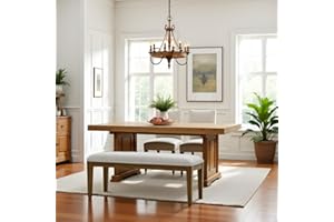 HUIMO Kitchen & Dining Room Benches, Fabric End of Bed Bench with Solid Wood, Upholstered Entryway Bench for Living Room, Bedroom (Beige)