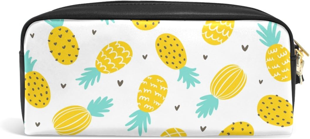 Pencil Case with Compartments Stationery Pouch Pen and Pencil Organiser Make-up Case for Children Girls for School,Pineapple Pencil Bag - Image 3