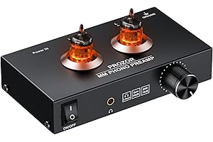 PROZOR Vacuum Tube Preamplifier, JAN GE5654 Tube Amp Phono Preamp with Volume Control for MM Turntables & Record Players, Hea