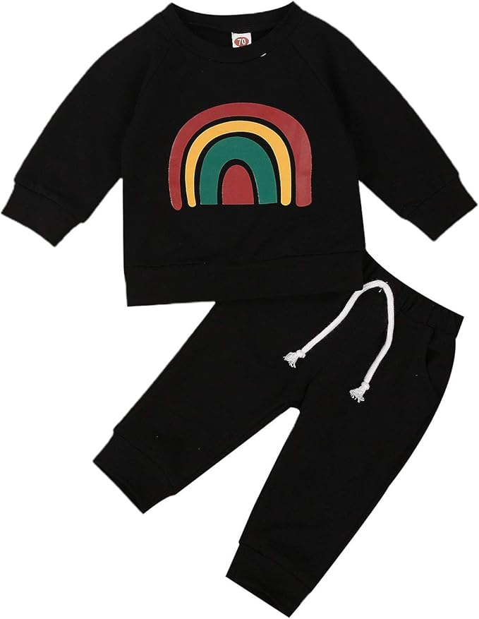 Newborn Infant Unisex Baby Rainbow Clothes Outfits Set