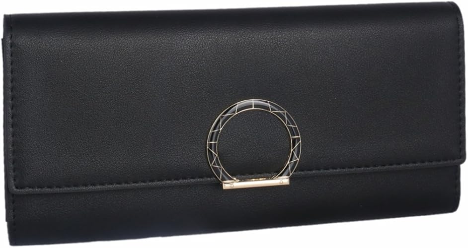 Amazon Adoptfade 財布 レディース 長財布 三つ折り 人気 安い メダル飾り ロング型財布 大人っぽい 高級感 ブラック 財布