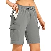 TBMPOY Women's Hiking Cargo Shorts 8.5" Lightweight Quick-Dry Water Resistant Athletic Shorts with Zipper Pockets