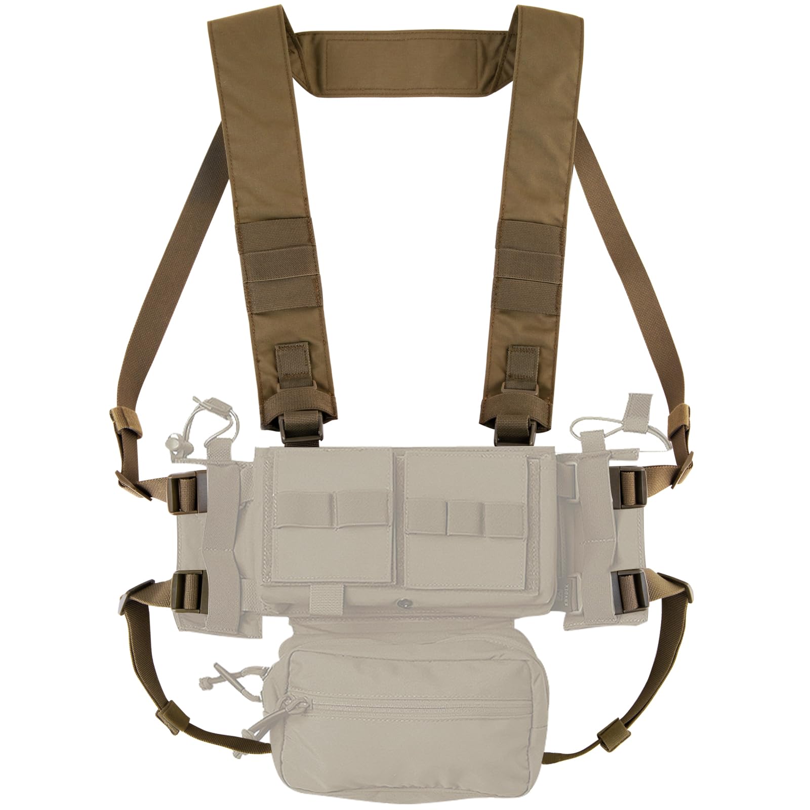 KRYDEX GEAR Tactical Fat Strap Shoulder Harness and Back Strap for MK3 MK4 D3CRM Chest Rig (Coyote Brown)