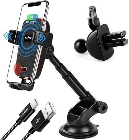 Amazon Mindsky 最新型 車載qiワイヤレス充電器 車載 スマホホルダー 急速充電 車 スマホスタンド マキシマム15w 10w 7 5w 5w 自動開閉 赤外線検知 吸盤とエアコン吹き出し口両用 2イン1 360度回転 自由伸縮 Iphone 12 12 Pro 12 Mini Se Iphone 11 Pro Pro Max X
