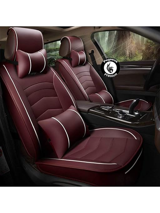 PegasusPremium PU Leather Car Seat Cover for Hyundai Verna (Maroon and