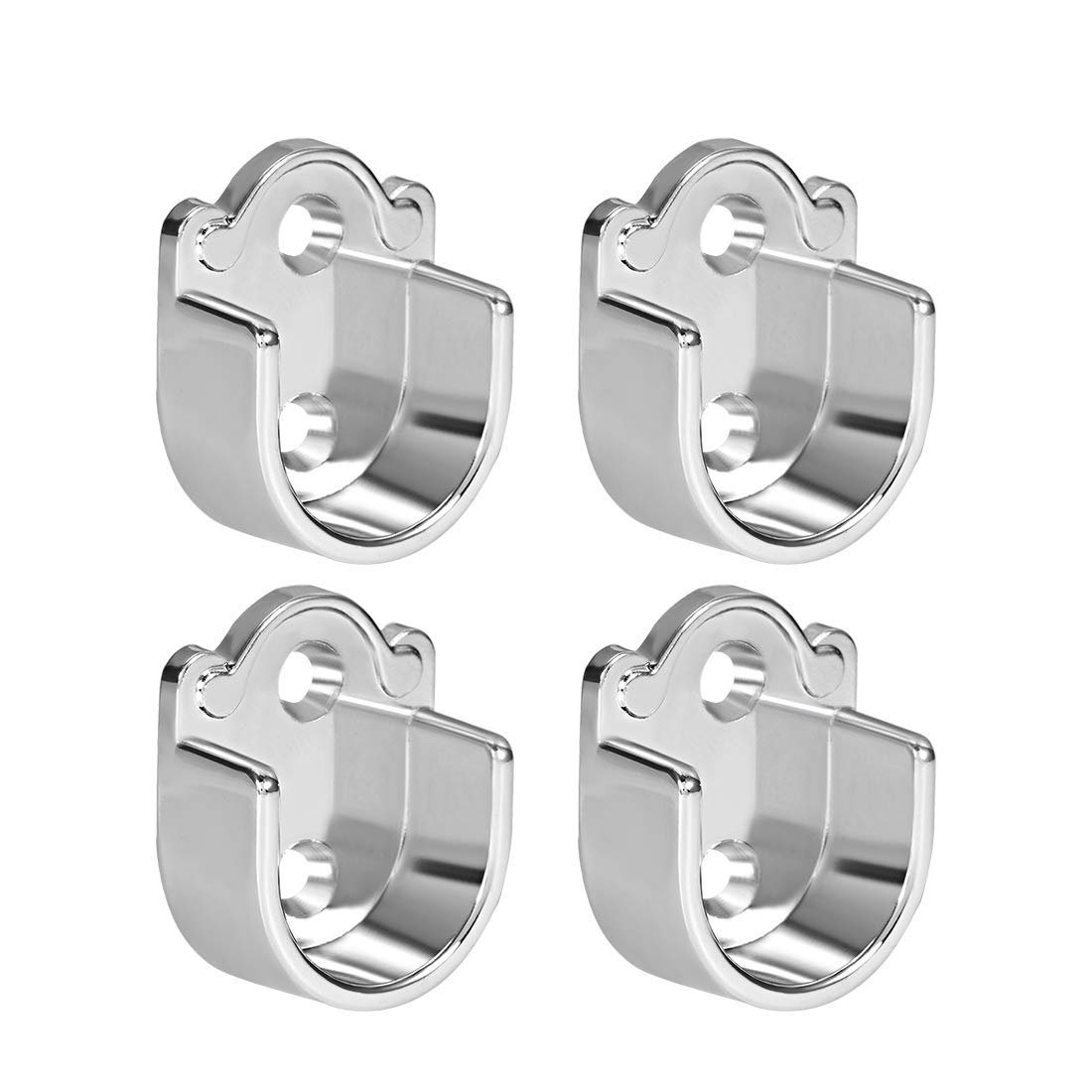 sourcing map 4pcs Zinc Alloy Wardrobe Closet Rod Bracket, Shower Curtain Rod Pole End Supports Sockets Flange Holder Fit Rod Dia 25mm