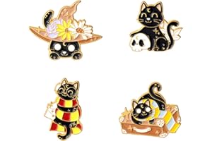FLYPARTY 4 Pcs Cute Enamel Lapel Pins Sets Cartoon Animal Plant Flowers Brooches Pin Badges for Clothing Bags Backpacks Jackets Hat Party Favors Decoration