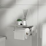 susswiff Self Adhesive Toilet Paper Holder with Phone Shelf - Silver view 7