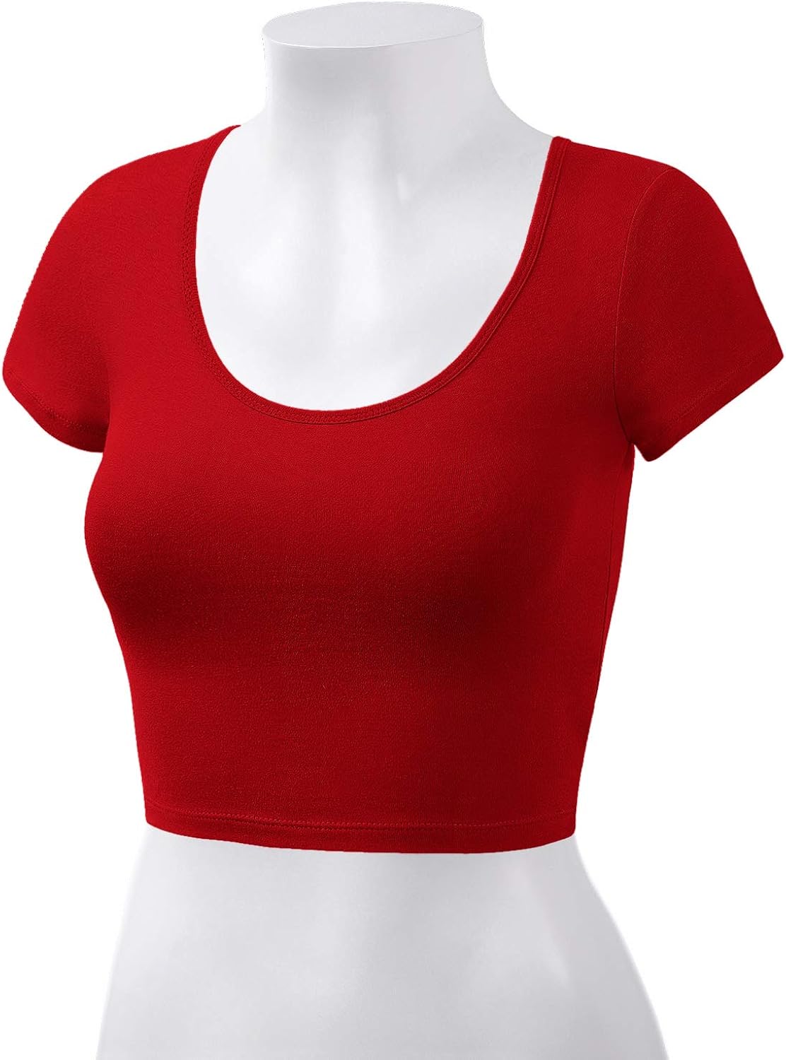 Women's Cotton Basic Scoop Neck Crop Top Short Sleeve Tops at  Women’s Clothing store