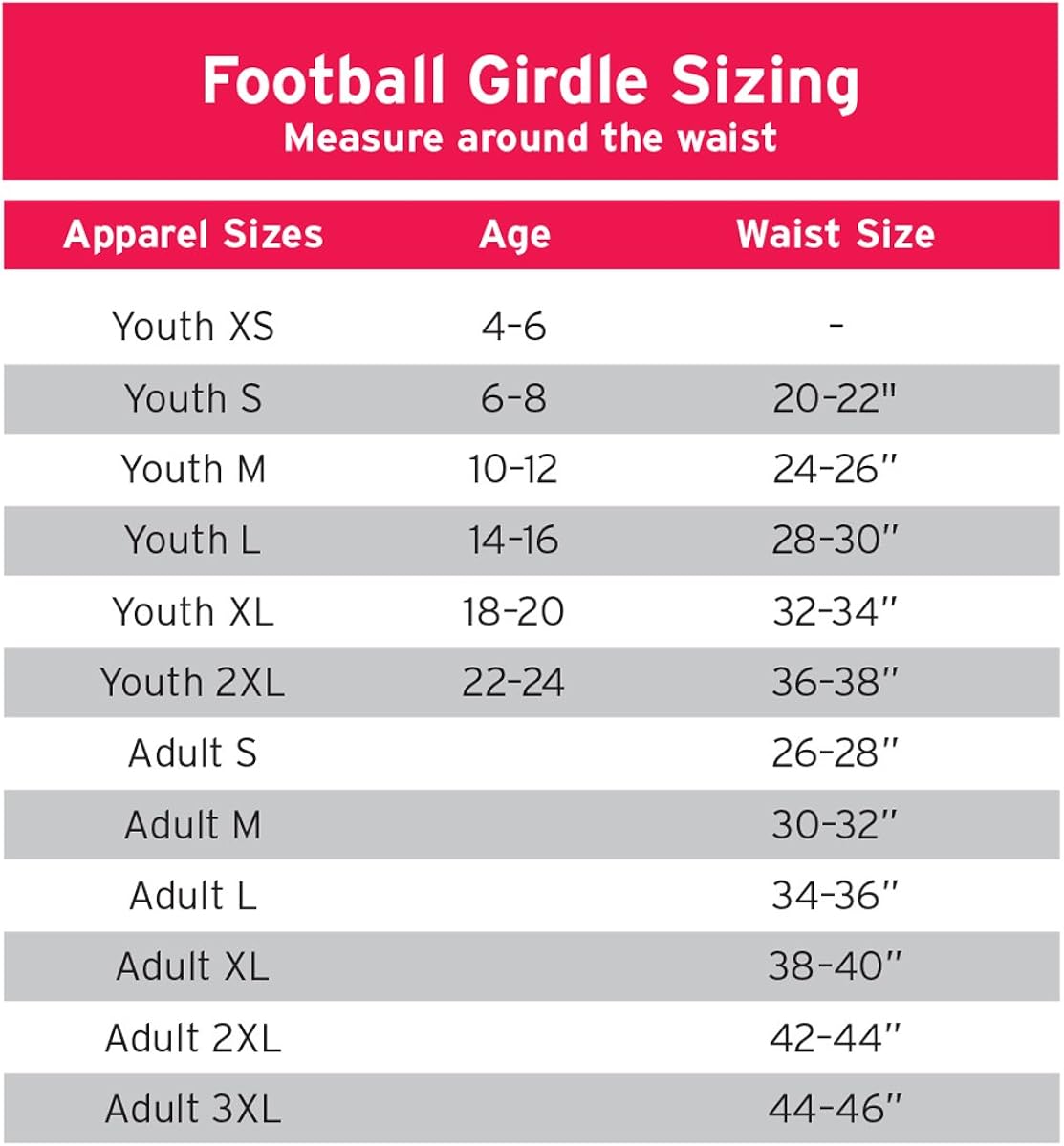 Cramer Lightning 7 Pad Football Girdle With Integrated Hip, Tail, Thigh and Knee Pads: Clothing