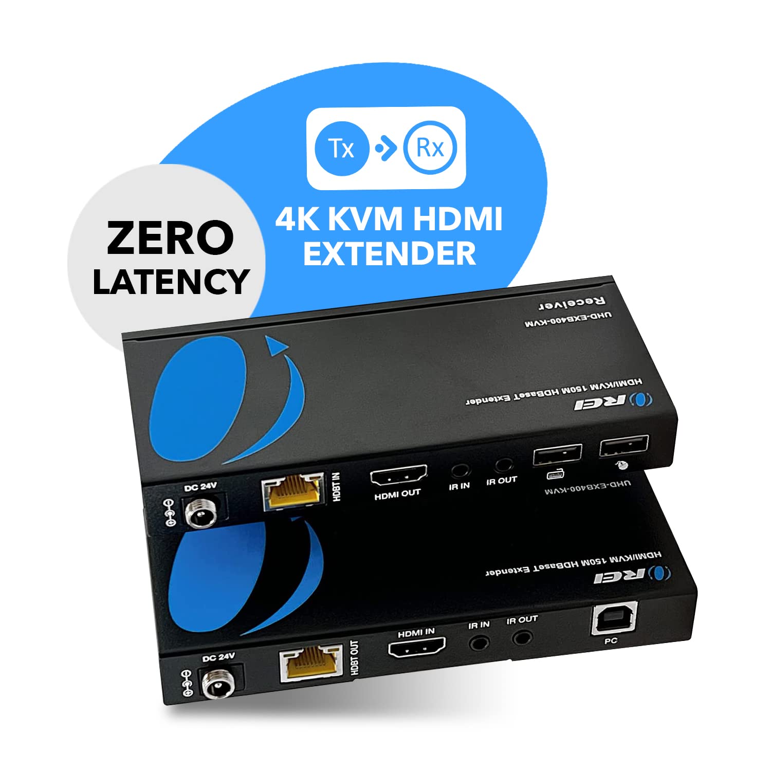 OREI 4K@60Hz KVM HDMI Extender Over Ethernet PoC Single HDBaseT CAT5e/CAT6A/CAT7 Cable - Upto 400 feet 4:4:4 - Remote, Keyboard, Mouse, USB Control