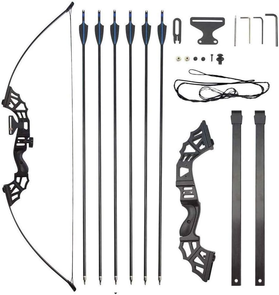 AMEYXGS Archery 53" Takedown Straight Bow 30lbs 40lbs 50lbs Recurve Bow Set with 500 Spine Firberglass Arrows