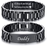 Masculine Watch Band Stainless Steel Bracelet Gift for Dad Grandpa Husband | VNOX Elgant Link Bracelets Father Day Christmas Birthday Valentines Personalized Gift for Dad Husband Grandpa Boyfriend