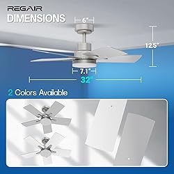 Regair Ceiling Fan 32 Inch, Remote Control DC