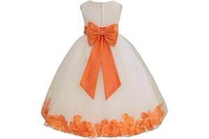 EKIDSBRIDAL Ivory Tulle Rose Floral Petals Toddler Flower Girl Dresses Bridal Gown 302T