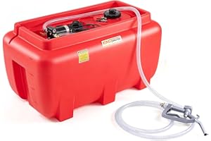 KING CHAO FOO 52 Gallon Gasoline Tank, Portable Gas Tank with 12V Electric Fuel Transfer Pump, Gasoline & Diesel Transfer Tank with 13ft Electric Wire & 3 Gears Padlock Manual Fuel Nozzle (Red)
