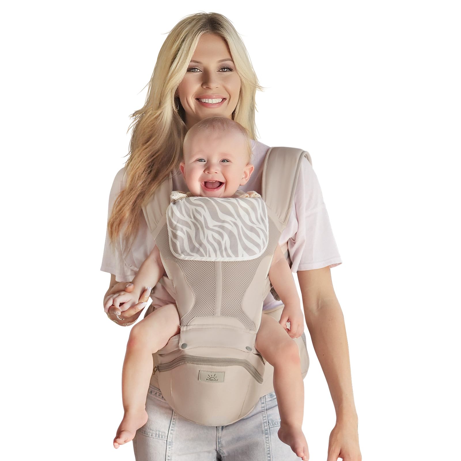 Photo 1 of Baby Carrier Pro, MOMTORY Safety-Certified 6-in-1 Ultra Storage Baby Carrier Newborn to Toddler, Detachable Baby Holder Carrier with Hip Seat, Ergonomic Cozy Baby Body Carrier for 7-50lbs, Khaki