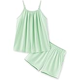 Arshiner Toddler Girl Summer Clothes 2 Piece Loose Spaghetti Strap Tank Top and Short Set Kids Clothing Sets with Pockets