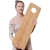 Extra Large Charcuterie Board, 31x8 inch Bamboo Serving Platter, Long Cheese Board with Dip Bowl Hole, Ideal for Meat, Cheese, Appetizers & Party Food, Easy to Clean - Bamboo Home Life