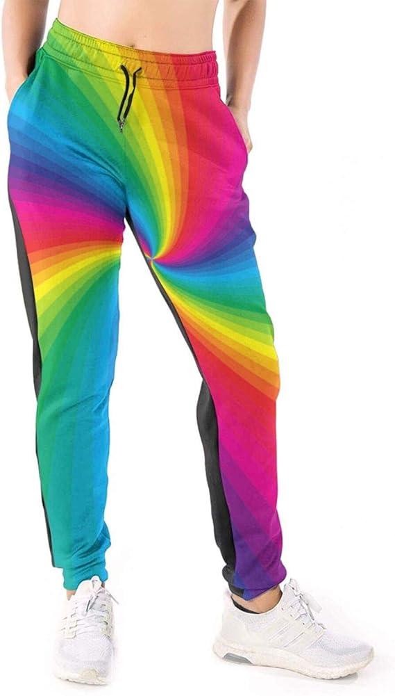 Women's Sweatpants Rainbow Colorful Spiral Casual Trousers Jogger Pants