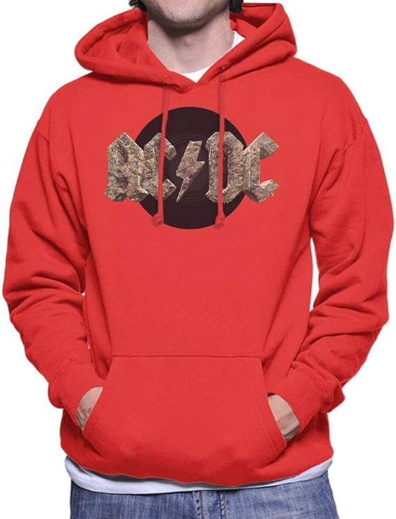 AC/DC Rock Logo Men's Hooded Sweatshirt Red Amazon.co.uk Clothing