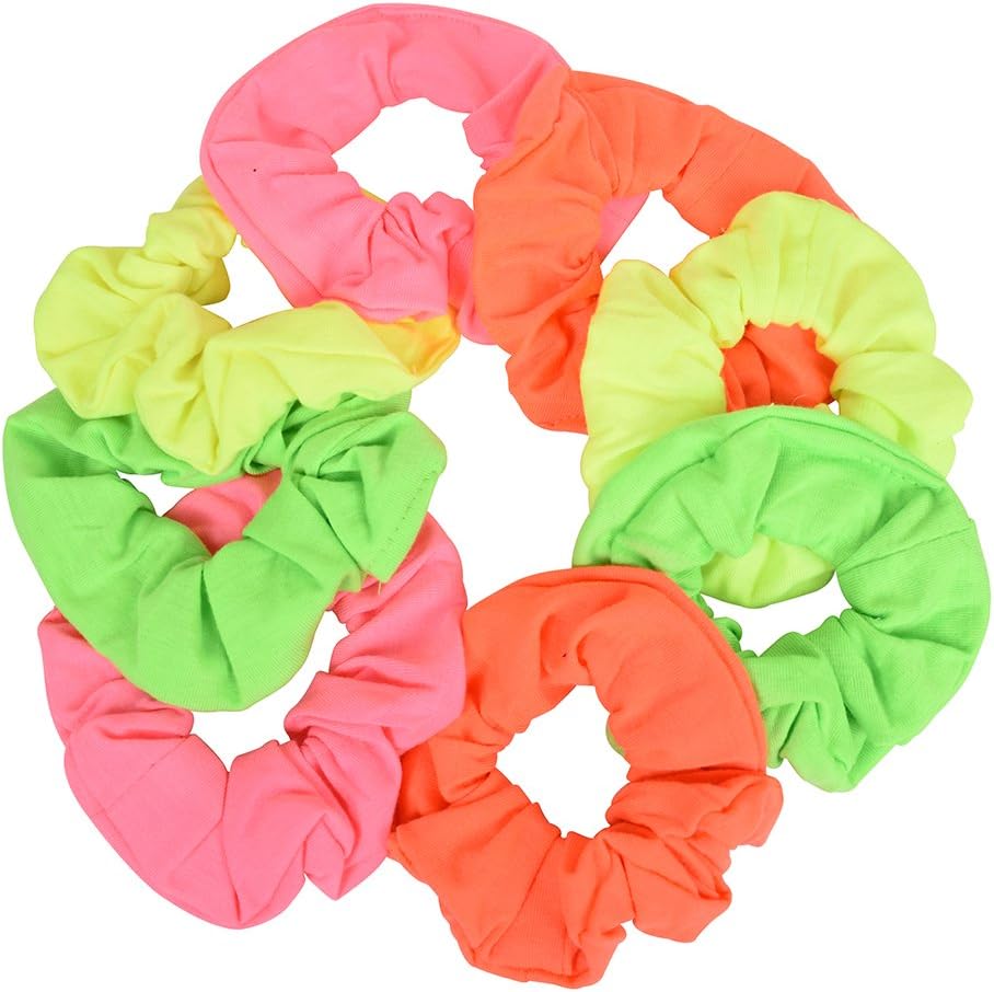 Set of 8 Neon Color Solid Scrunchies 