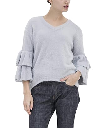 Amazon スタイルバー エマテイラー Feather Yarn Flare Sleeve Po