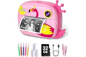HANGRUI Kids Instant Print Camera, 2.4-inch Screen 12MP / 1080P HD Digital Camera, Boys & Girls Ages 3-12