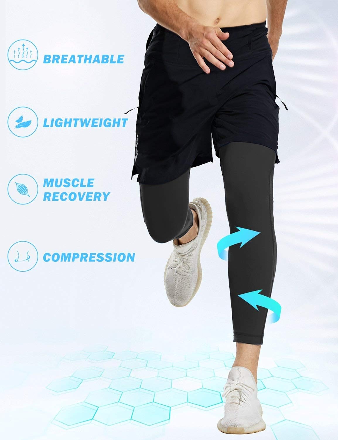 BALEAF Cycling Leg Warmer for Men Knee Full Sleeve Compression UV Protection: Clothing