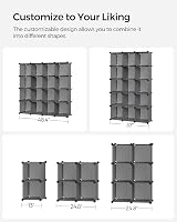 SONGMICS 16-Cube Storage Unit Shoe Rack DIY Shelving Grey LPC442G01 view 7