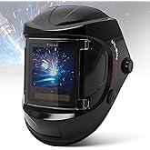 VILSIN Auto Darkening Welding Helmet, Large Viewing True Color with Side View Welding Hood, 180°Panoramic View,5 Arc Sensor Wide Shade 3/4-8/9-14 Welder Mask for TIG MIG ARC Grinding Plasma,Black