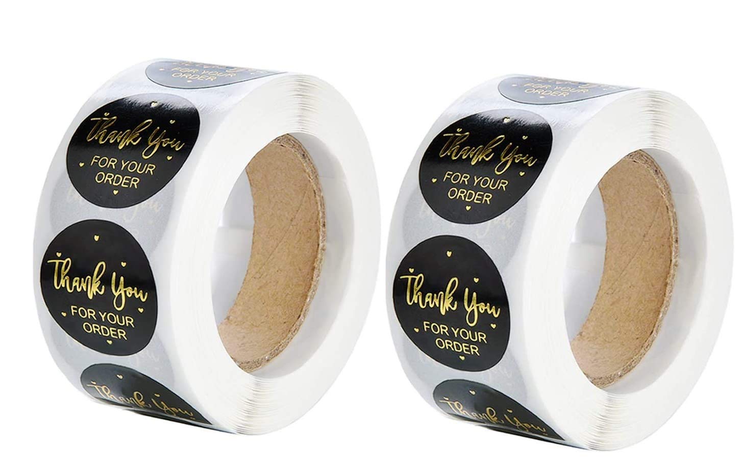 LifeMonde Thank You for Your Order Stickers with Gold Foil | 1 inch | 1000 Black Stickers for Company Giveaway & Birthday Party Favors | Labels & Mailing Supplies for Small Business Boutique Bags