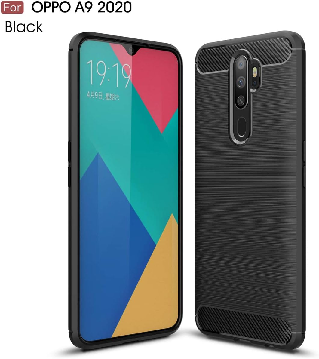 DiaryTown 2 Cover per OPPO A9 2020 Case, TPU Silicone Morbida Custodie OPPO A5 2020 Nero con Bello Disegno Motivi Antiurto Protettivo Cover Gomma Ultra Sottile - Gatto & Tigre