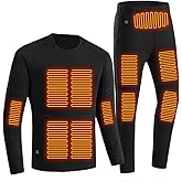 Men's Heated Thermal Underwear Set Soft Fleece Lined Washable USB Electric Heating Warm Base Layer Long Johns Suit
