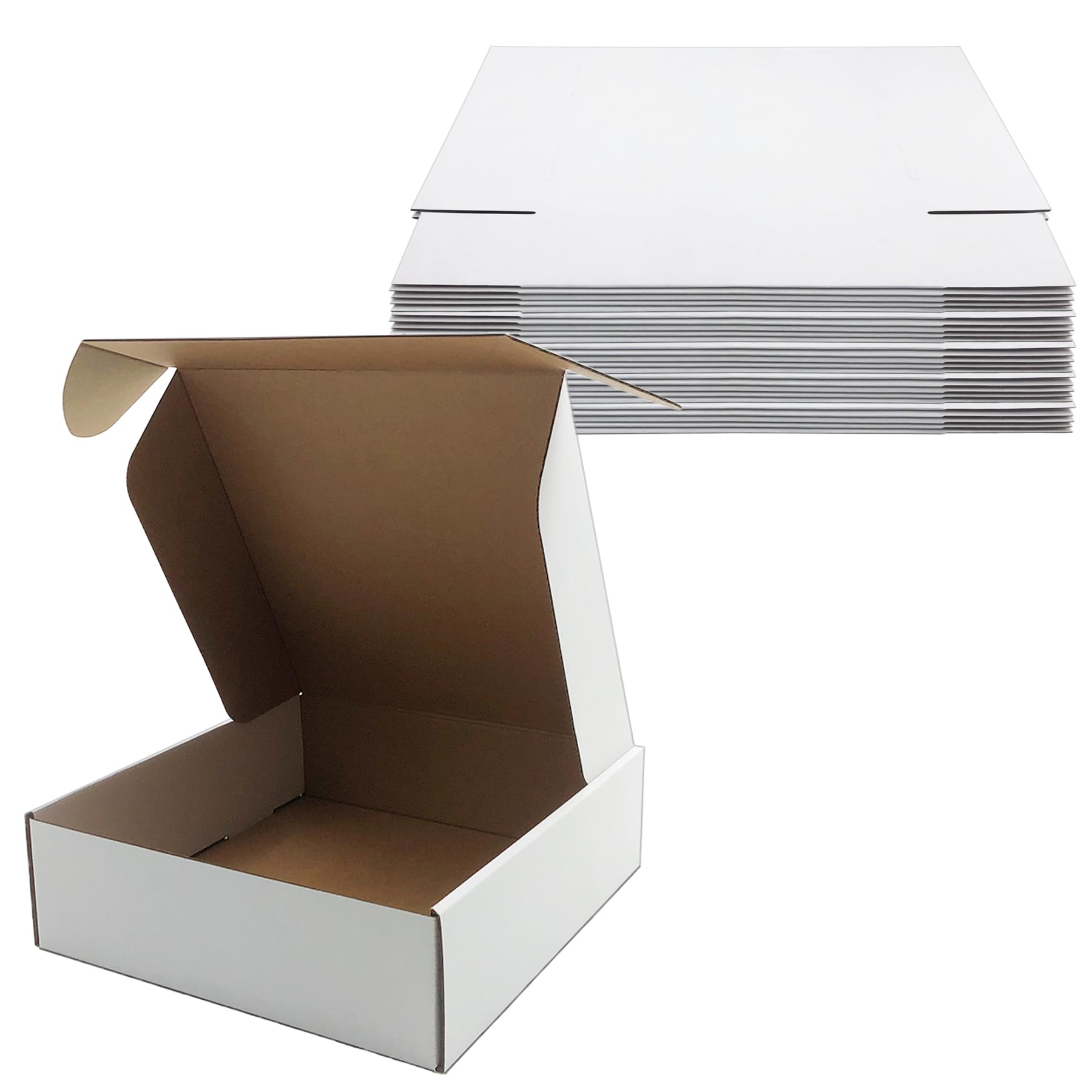Photo 1 of 10x10x3 inch Shipping Boxes, White Corrugated Cardboard Box Literature Mailing Shipping Packaging Recyclable Storage Boxes and Craft Gifts Giving Products Business White Box Set of 25 (10''x10''x3'')