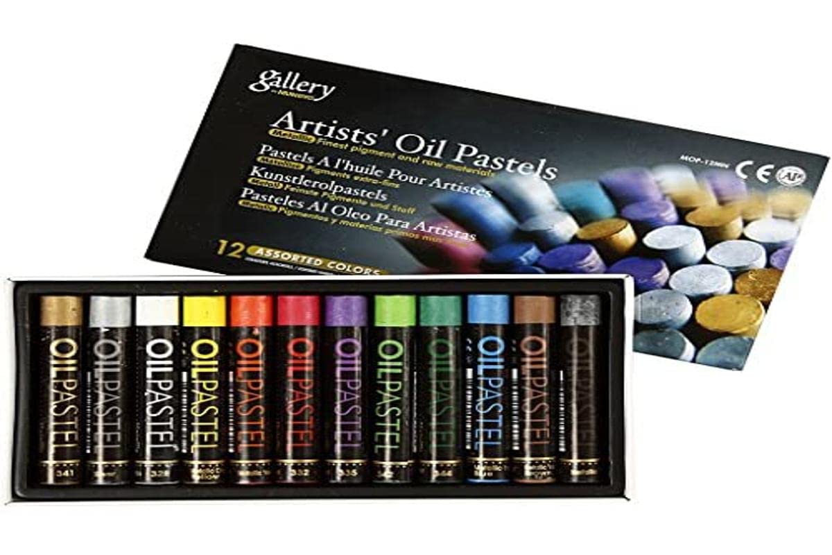 Creativ 38140 Gallery Oil Pastel - Metallic, thickness 11 mm, L: 7 mm, metallic colours, 12asstd
