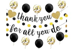 ACCULESS Thank You for All You Do Banner Appreciation Theme Party Decoration for Employee Doctor Nurse Parents Teacher Coworker Staff Hanging Garland Kit Balloons Paper Bunting Supplies Photobooth Backdrop