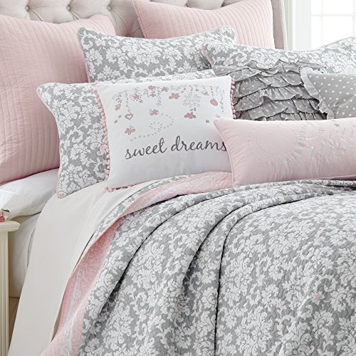 Levtex Margaux Twin Cotton Quilt Set Grey Damask, Pink Pricepulse