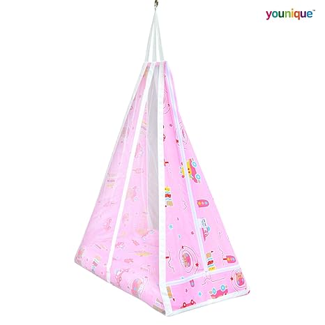 Younique Baby Crib Cradle Swing with Bed and Spring (Pink)