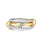 Canboer Gold Interlocked Stackable Rings for Women