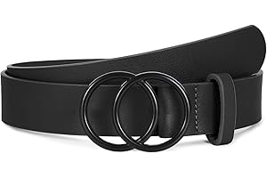 SUOSDEY Women Leather Belt Fashion Double O-Ring Soft Faux Leather Waist Belts For Jeans Dress