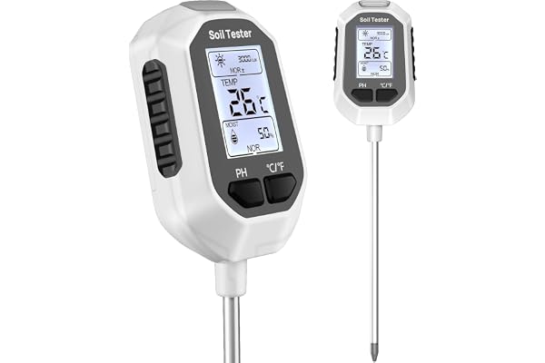 5-in-1 Soil Moisture Meter Digital Plant Temperature/Soil Moisture/PH Meter/Sunlight Intensity/Soil Fertility Backlight LCD D