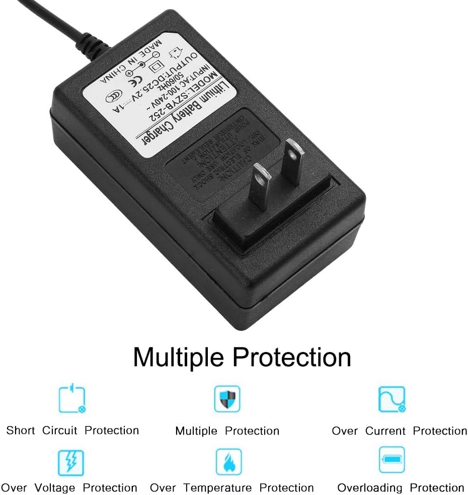 Battery Power Adapter, 25.2V 1A Universal AC to DC Battery Charger Power Adapter with LED Indicator Power Supply Charger Plug for Household Electronics.(us): Electronics