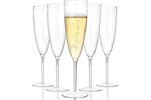 WDF 36PCS Clear Champagne Flutes Plastic - 6 OZ Clear Disposable Champagne Flutes Party Supplies for Wedding/Birthday/Parties