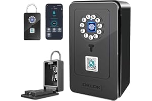 SFW New Smart Lock Boxes, Fingerprint Key Box Bluetooth Key Box with App Control & Passcode, Waterproof Wall Mounted & Door Hanging Security Lock Box (Fingerprint Unlock)