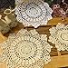 Gracebuy Pack of 4PCS White 7 Inch Round HANDMADE Crochet Lace Placemats Coasters