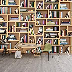 Wall Murals for Bedroom Modern Bookshelf Pattern Removable Wallpaper Peel and Stick Wall Stickers - 66x96 inches