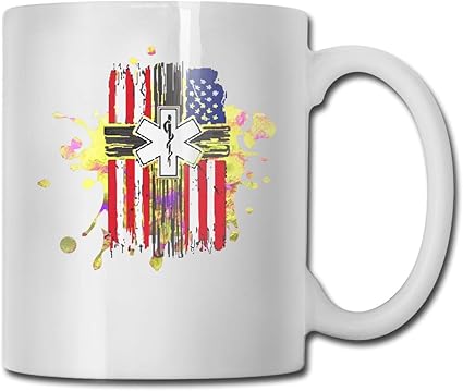 Amazon 11オンスコーヒーマグレトロemtプラウドアメリカアメリカ国旗セラミックホワイトティーカップノベルティホリデークリスマスハヌカのギフト ホーム キッチン 通販